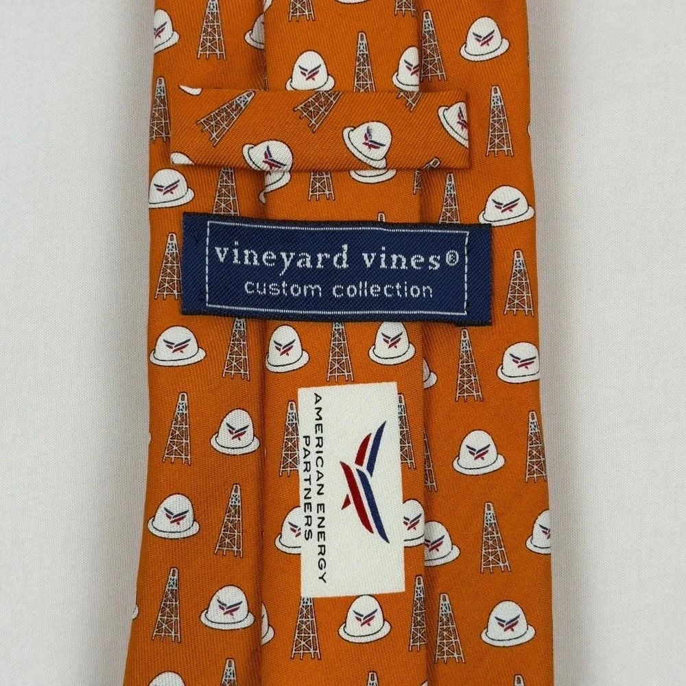 Vineyard Vines Mens Orange Silk Oil Derrick Tie American‎ Energy Partners